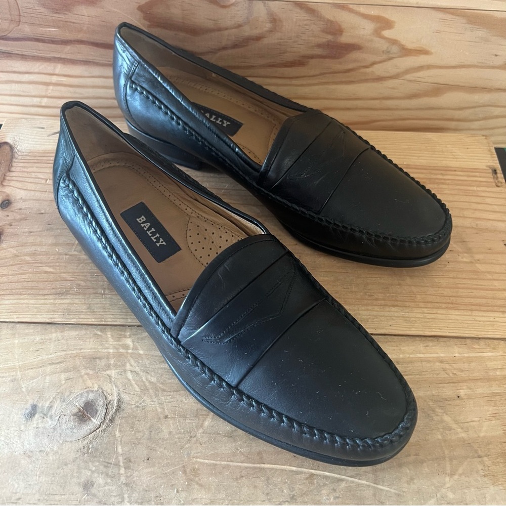 Bally Maestro Vintage Leather Men Loafers in Black Leather size 7